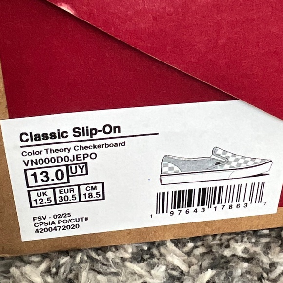 NWT Vans Gray and White Classic Checkered Slip-Ons - Picture 3 of 3